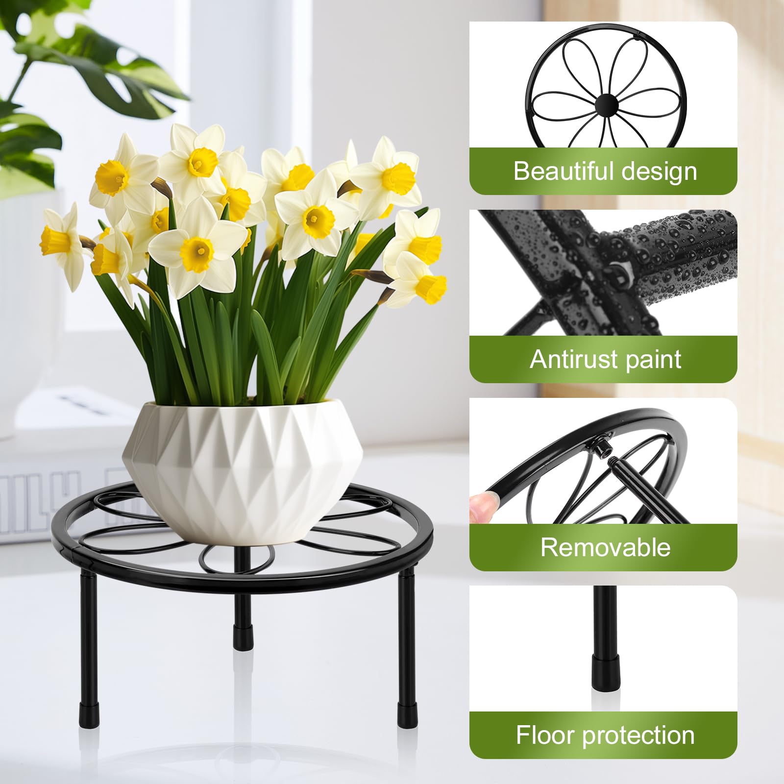Rustproof ESRICH plant stand ready for patio or garden placement
