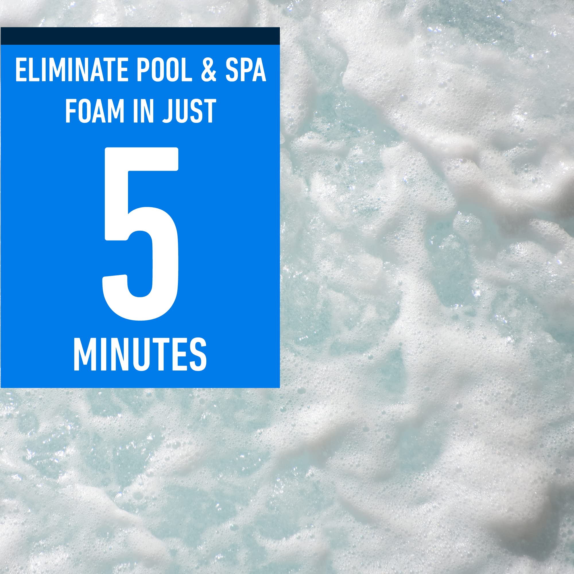 Essential Values hot tub foam eliminator bottle back shows usage directions and safe formula.
