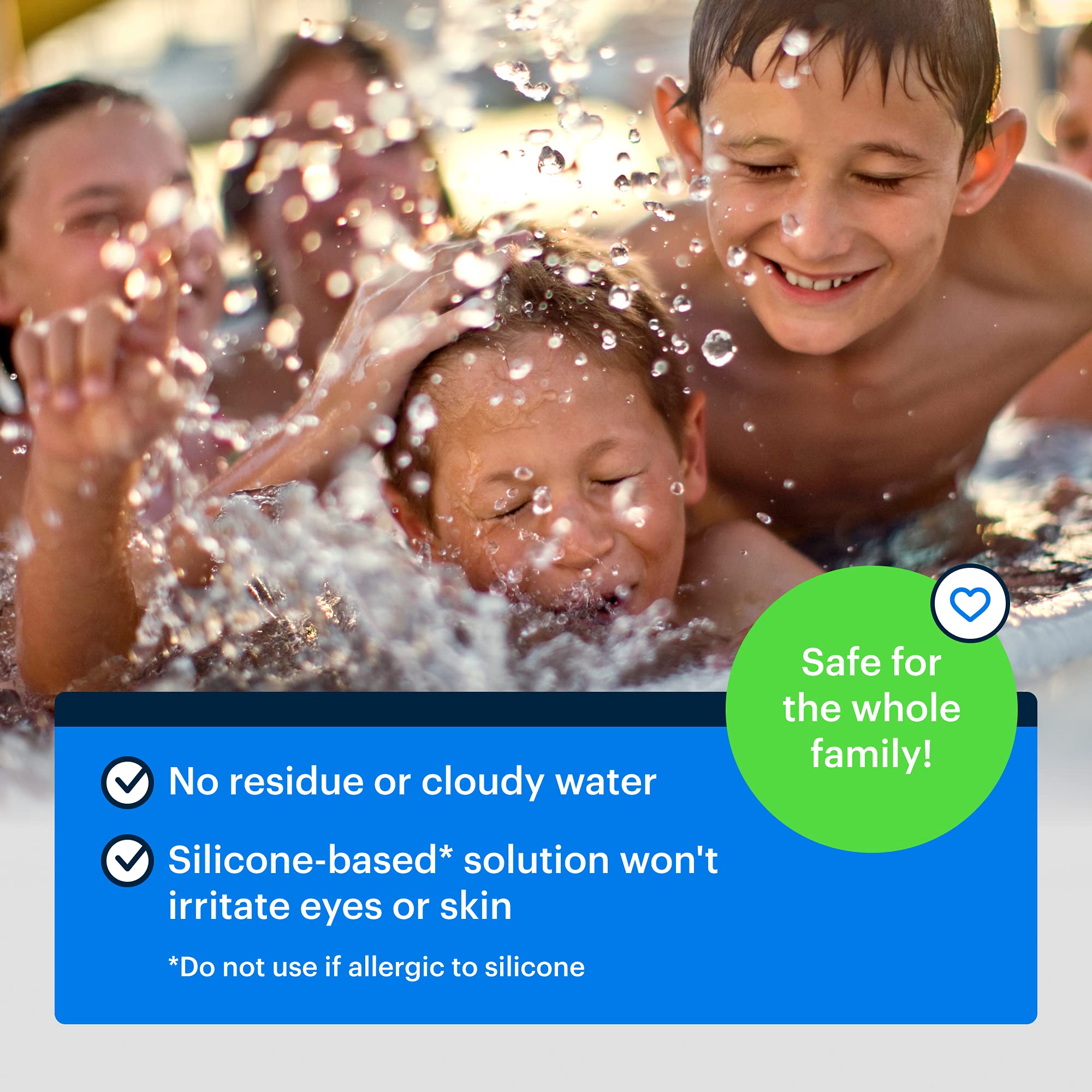 Essential Values hot tub foam eliminator silicone formula safe with sanitizers.