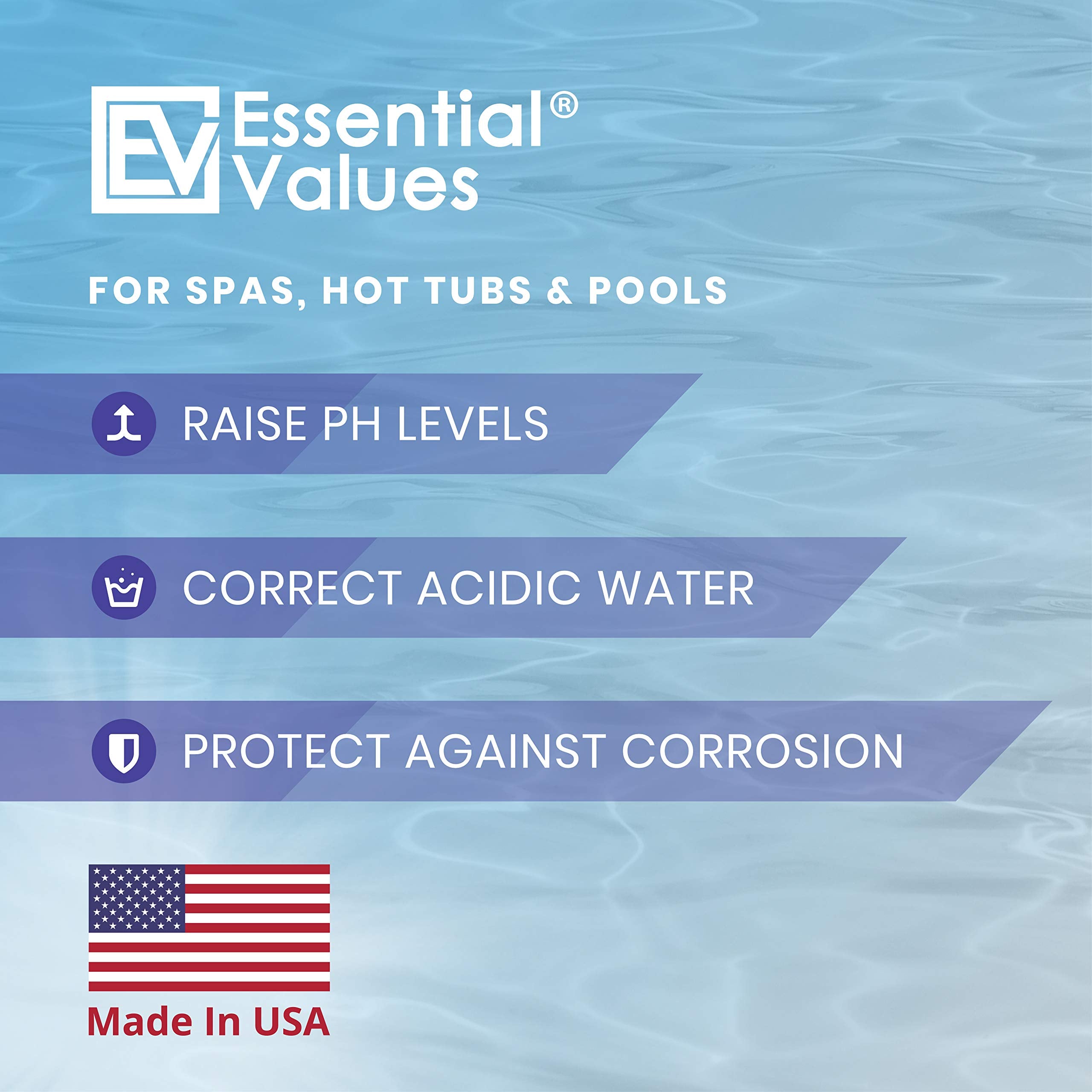 Essential Values pH test strip beside product for monitoring balance.