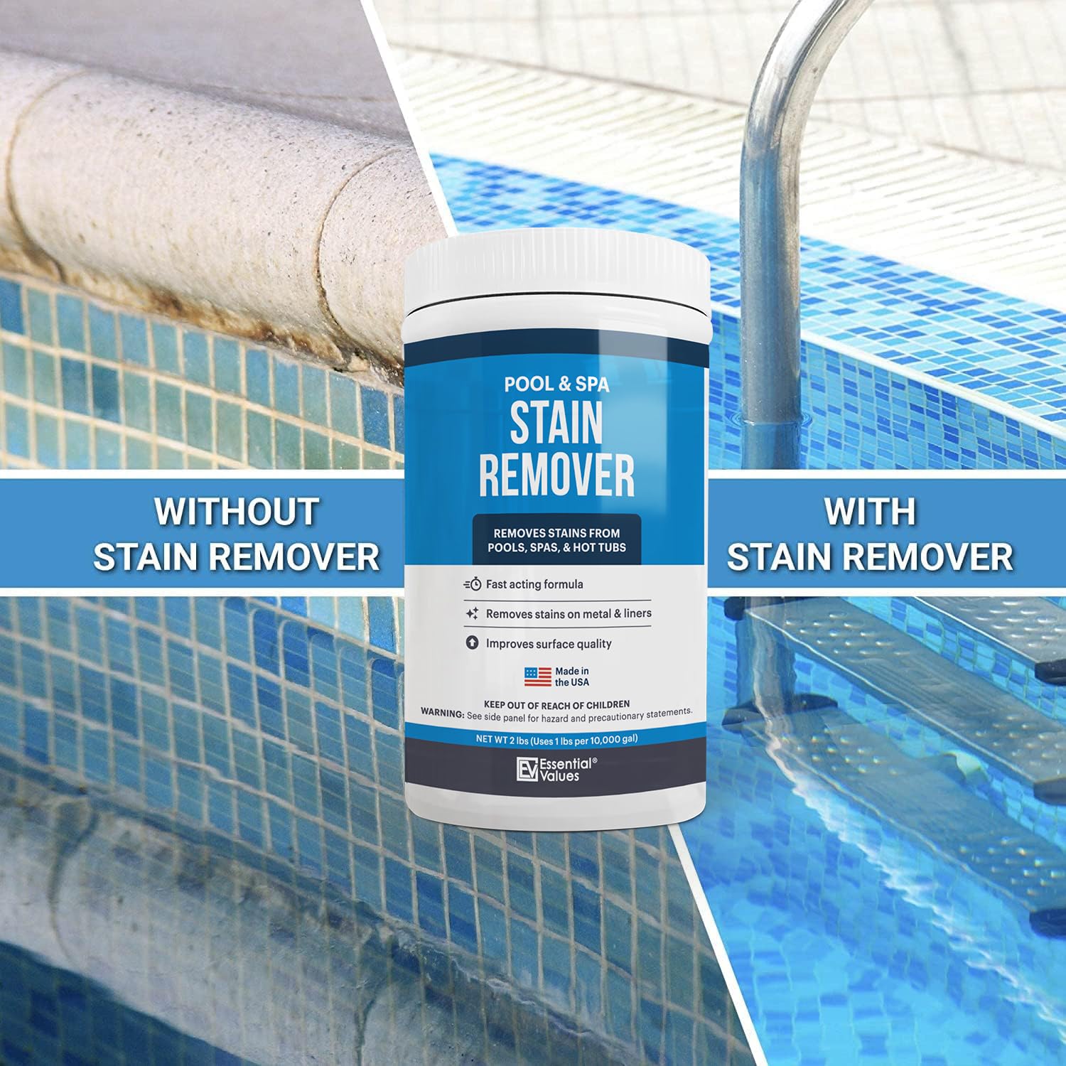 Essential Values pool cleaner powder-dispensing demonstrates easy measurement for maintenance