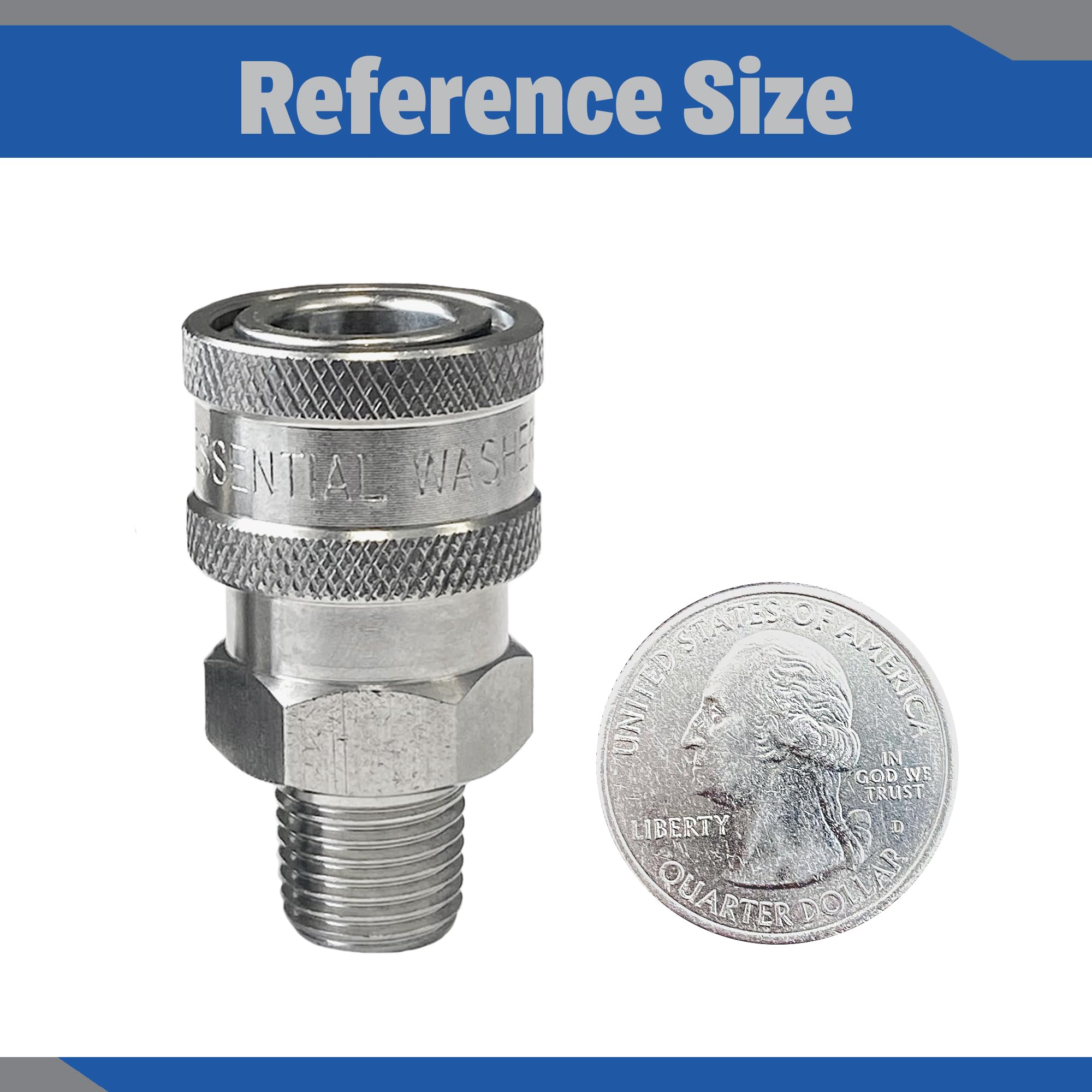 Set of two ESSENTIAL WASHER quick connect fittings provides ready value for tasks.