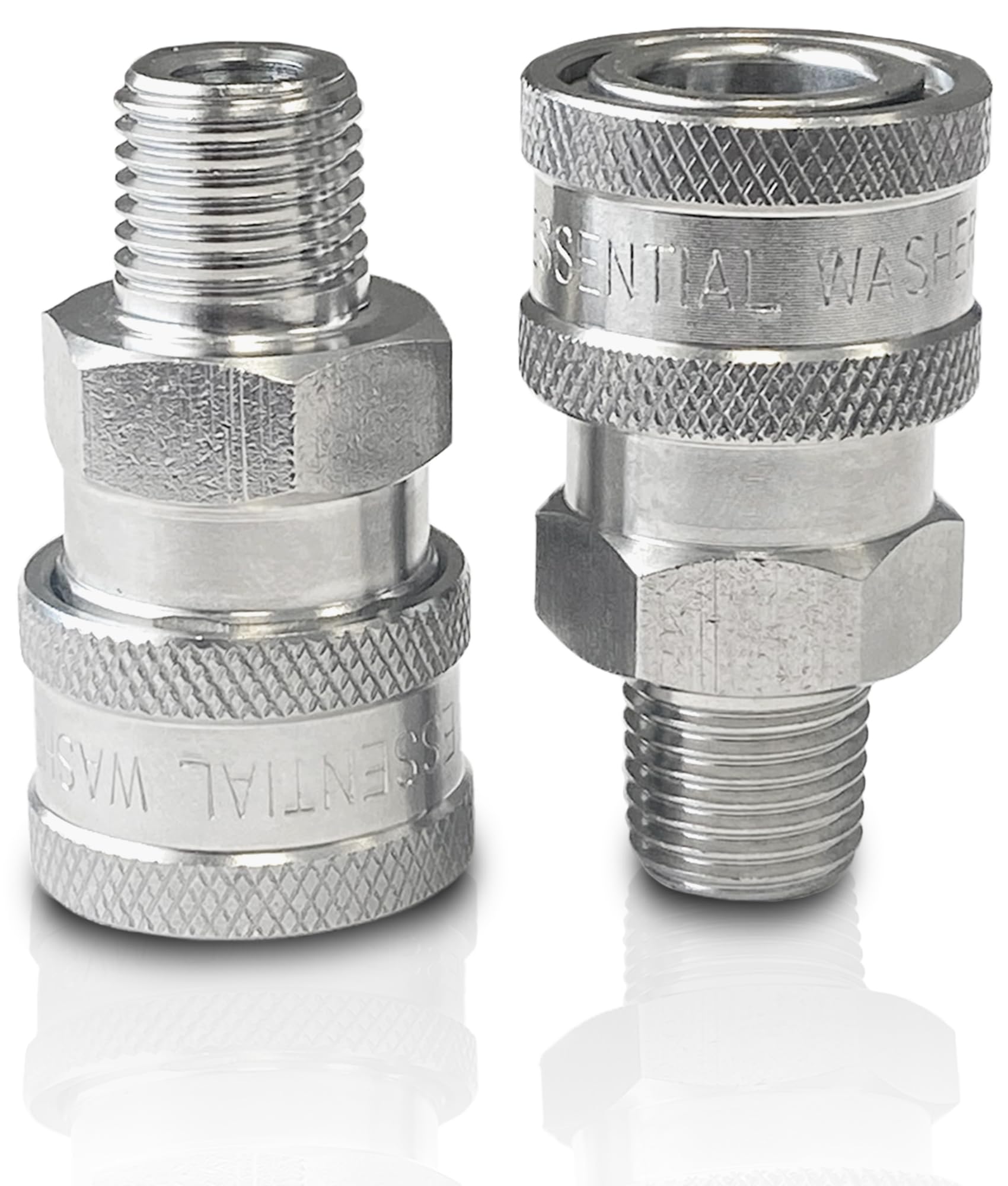 ESSENTIAL WASHER stainless steel one-quarter-inch quick connect male NPT for high-pressure connections up to 5000 PSI.