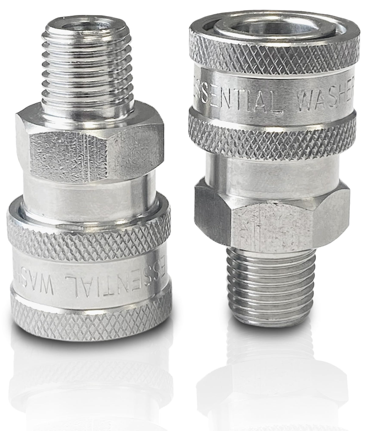 ESSENTIAL WASHER stainless steel one-quarter-inch quick connect male NPT for high-pressure connections up to 5000 PSI.