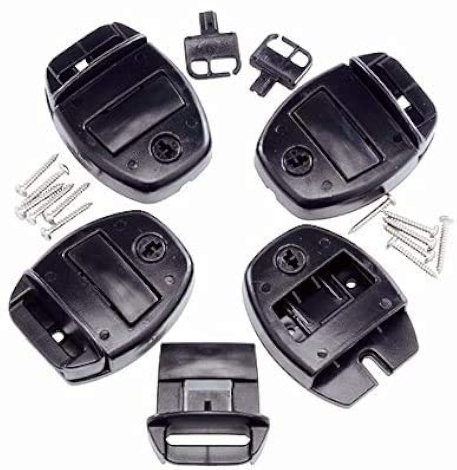 Essentials spa cover locks with push-button release for easy, secure four-lock setup.