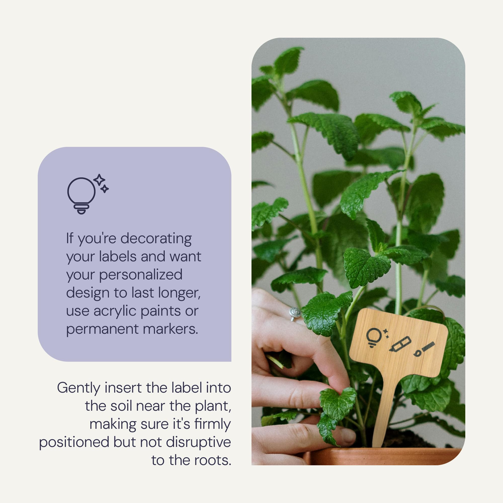 EssenZiell+ natural markers blend with plants for a harmonious garden look.