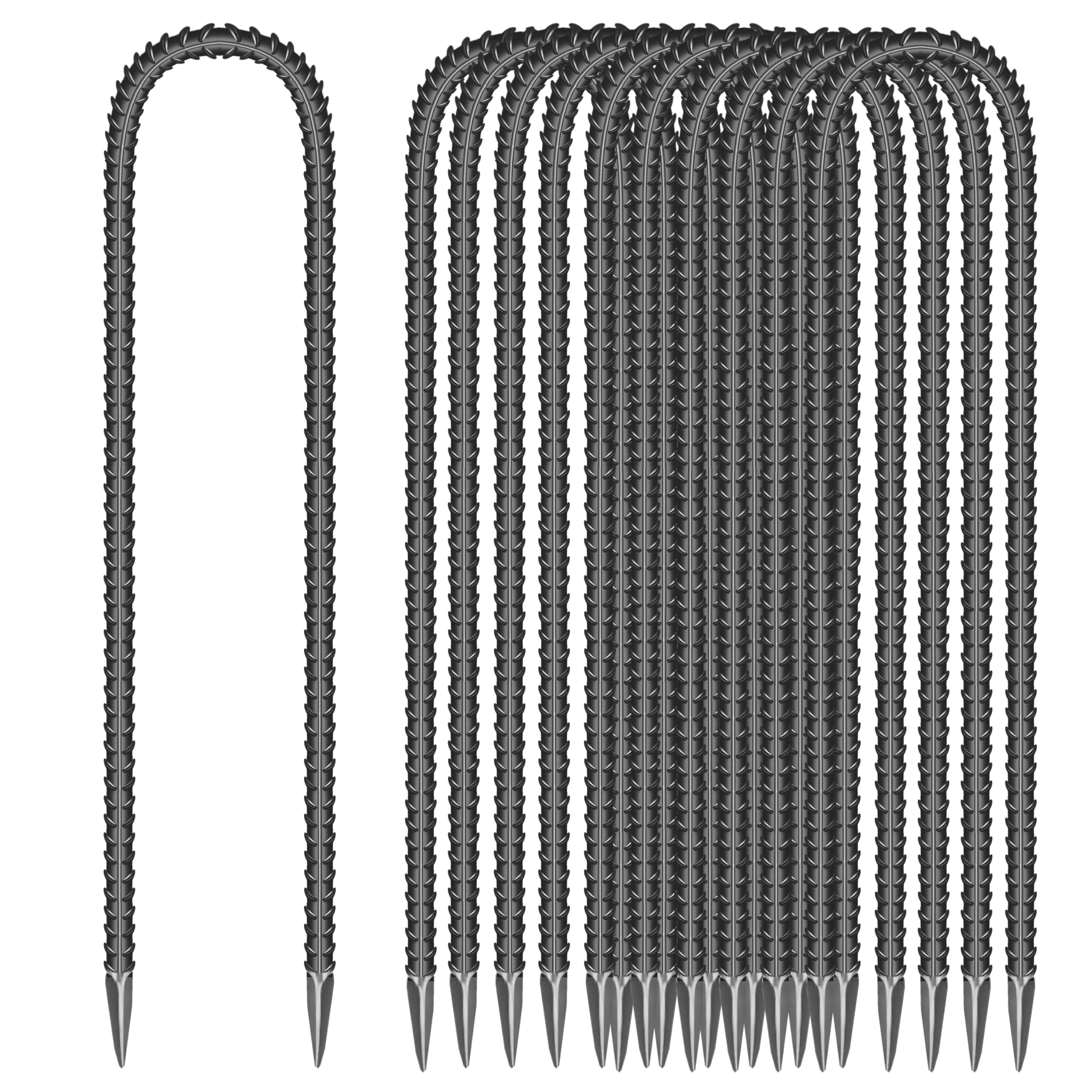 ESSFF 11-piece 12-inch garden ground stakes for secure outdoor setups and easy installation.