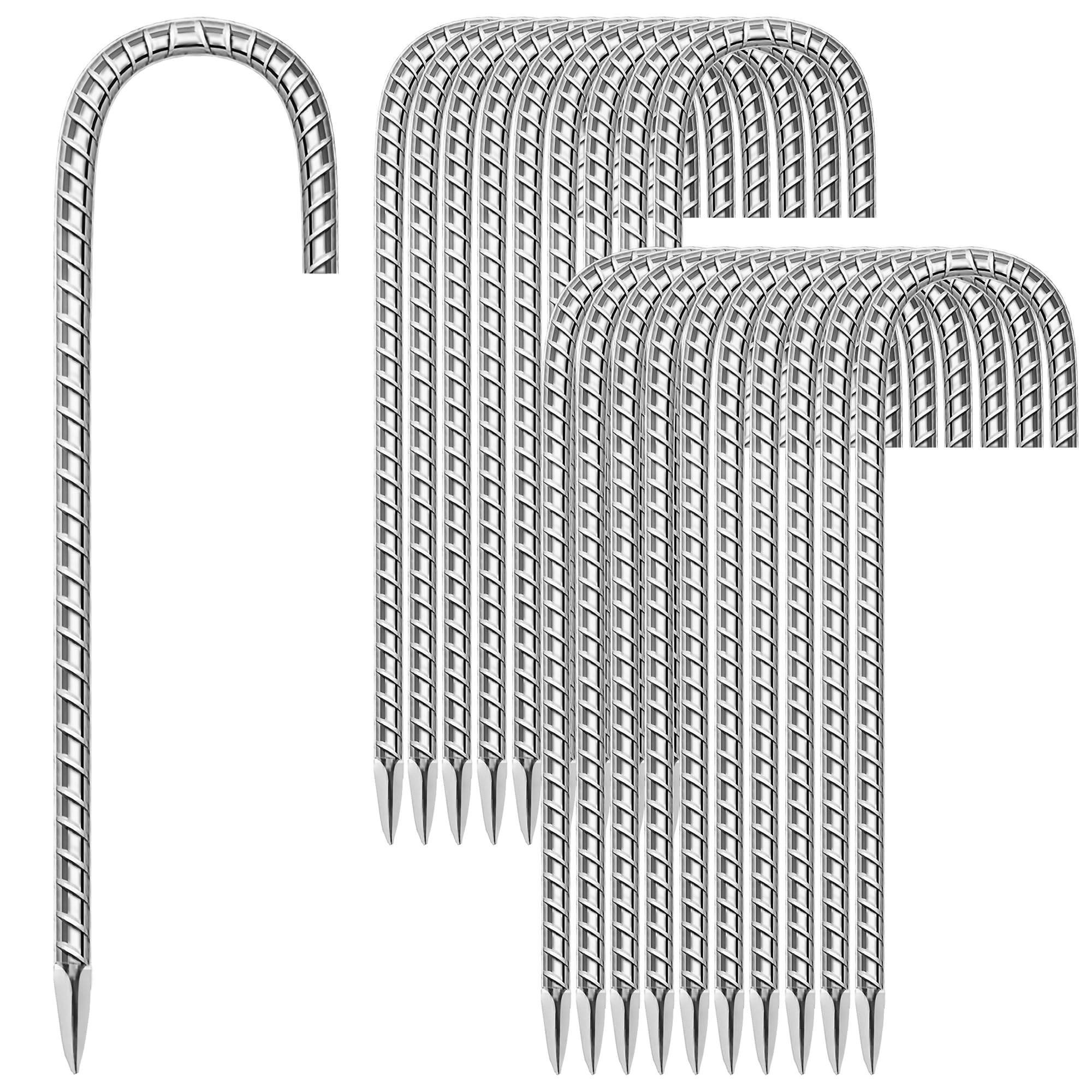 ESSFF 12-inch ground stake with J-shape hook for sturdy outdoor support.