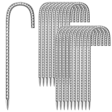 ESSFF 12-inch ground stake with J-shape hook for sturdy outdoor support.