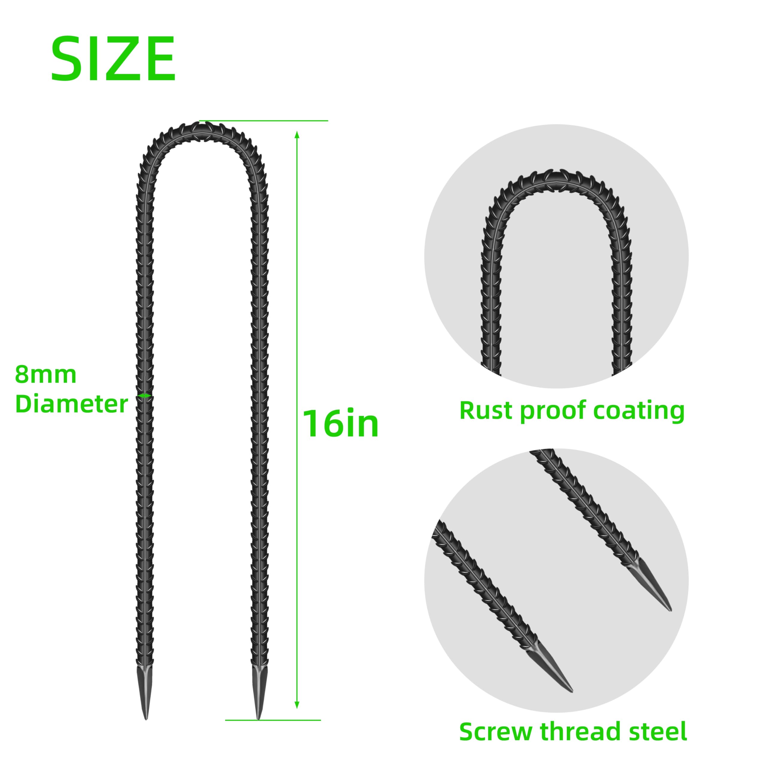 ESSFF 16-inch galvanized stake demonstrates durable wind resistance.