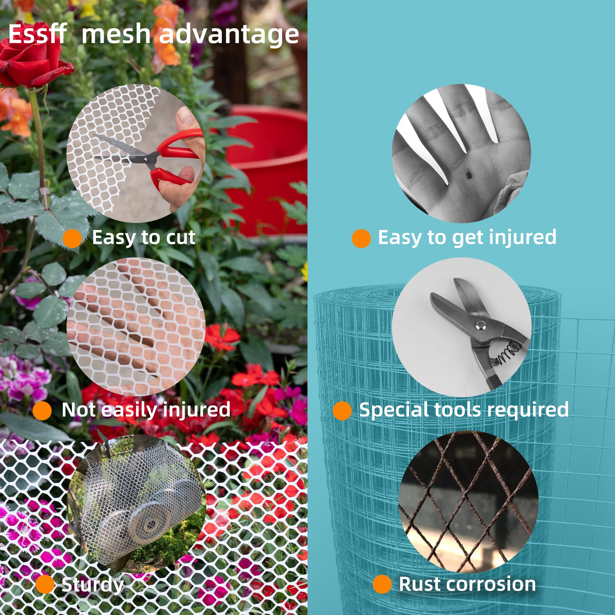 ESSFF chicken snake barrier netting helps deter wildlife from garden beds.