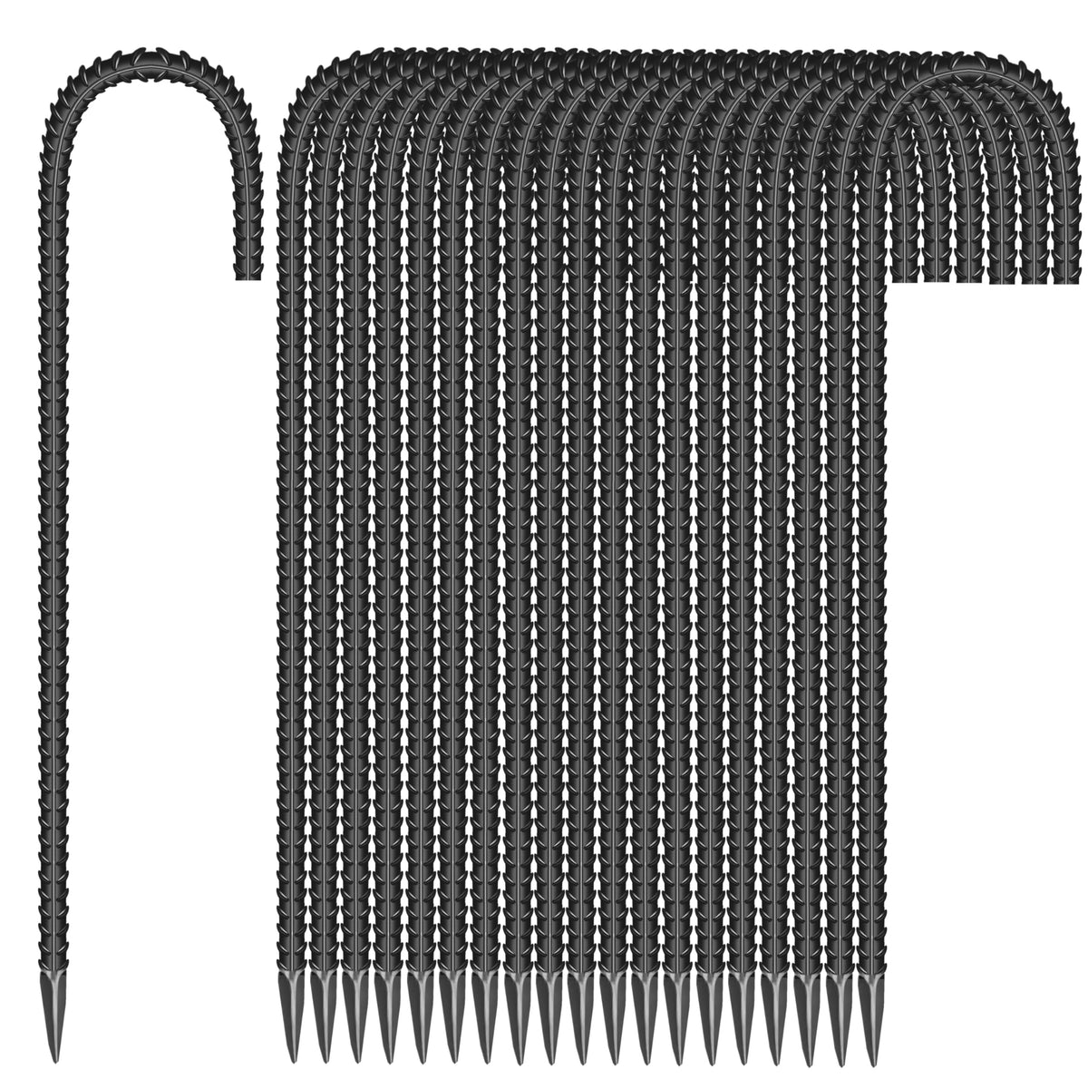 ESSFF galvanized ground stake 12-inch J-shape for secure outdoor anchoring.