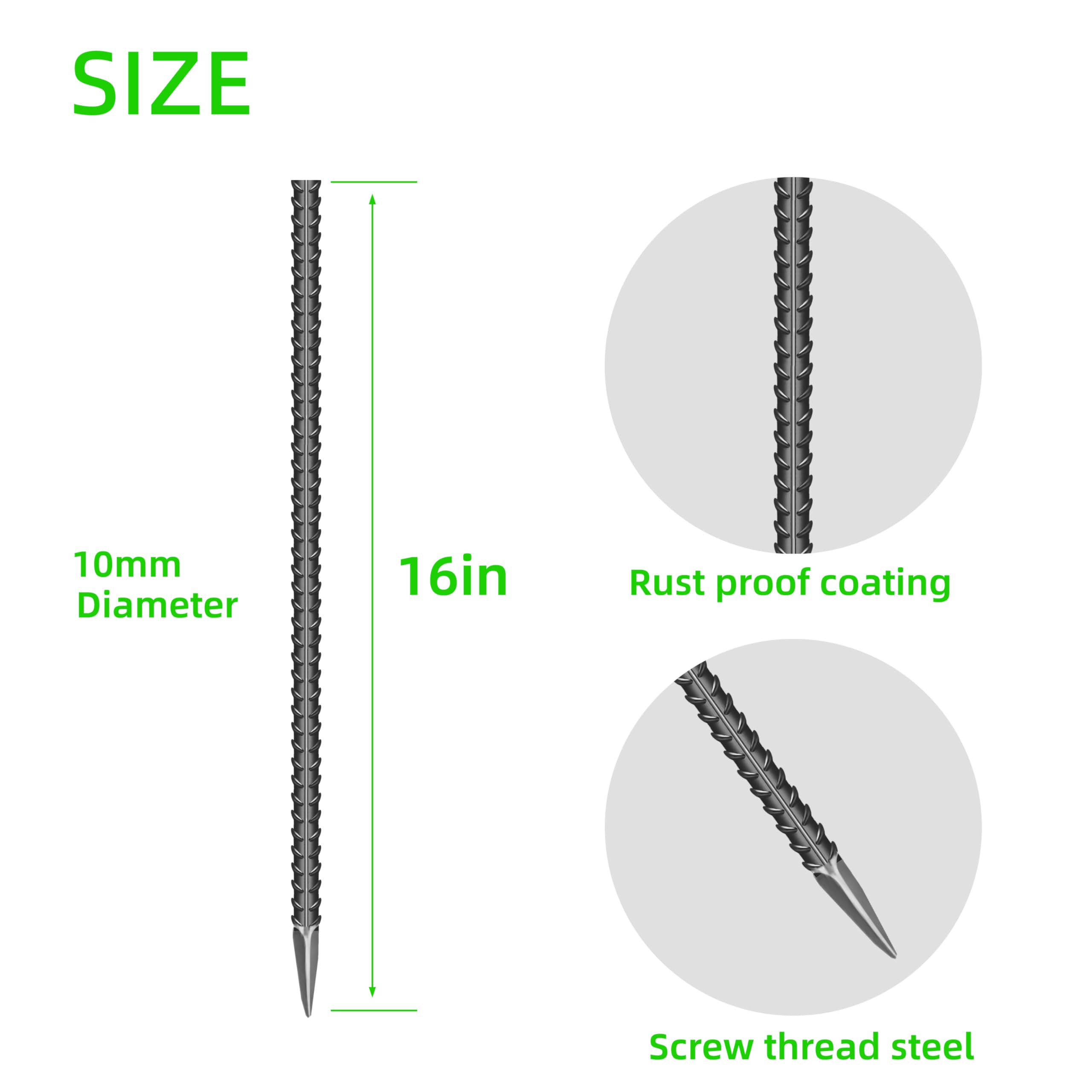 ESSFF galvanized steel rebar anchors withstand harsh weather outdoors