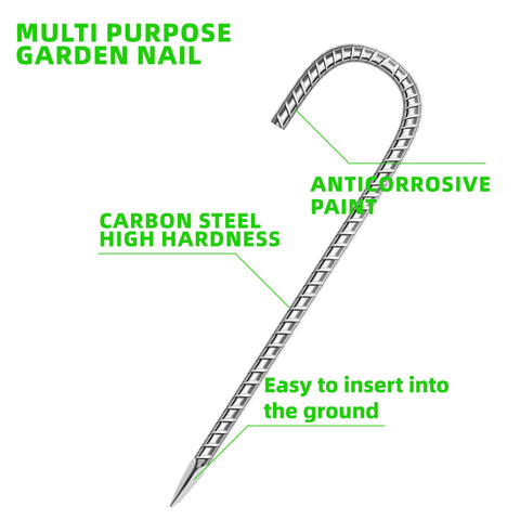 ESSFF 12-inch galvanized steel stake resists rust for long-lasting garden use.