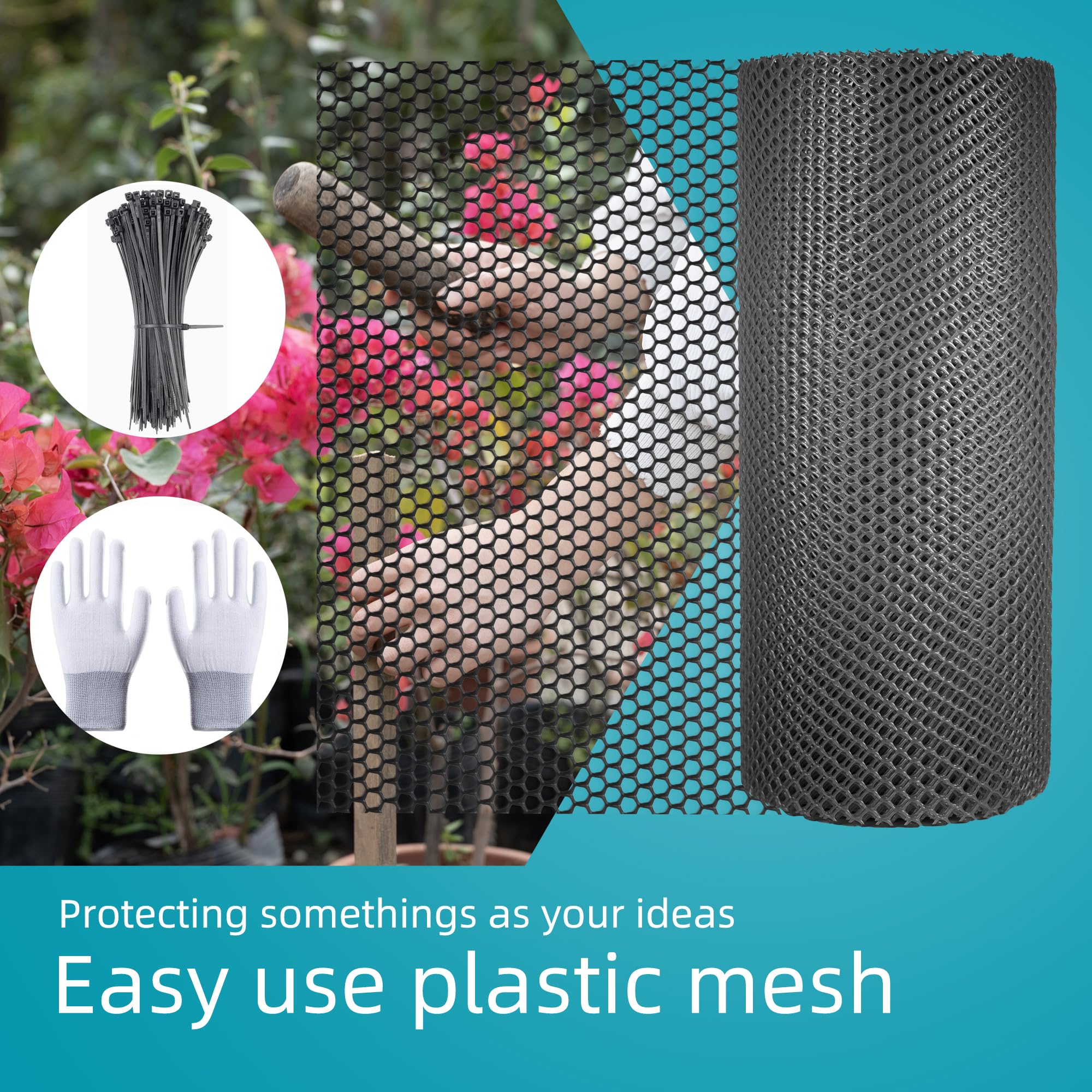 ESSFF decorative black mesh enhances garden aesthetics while keeping pets secure.