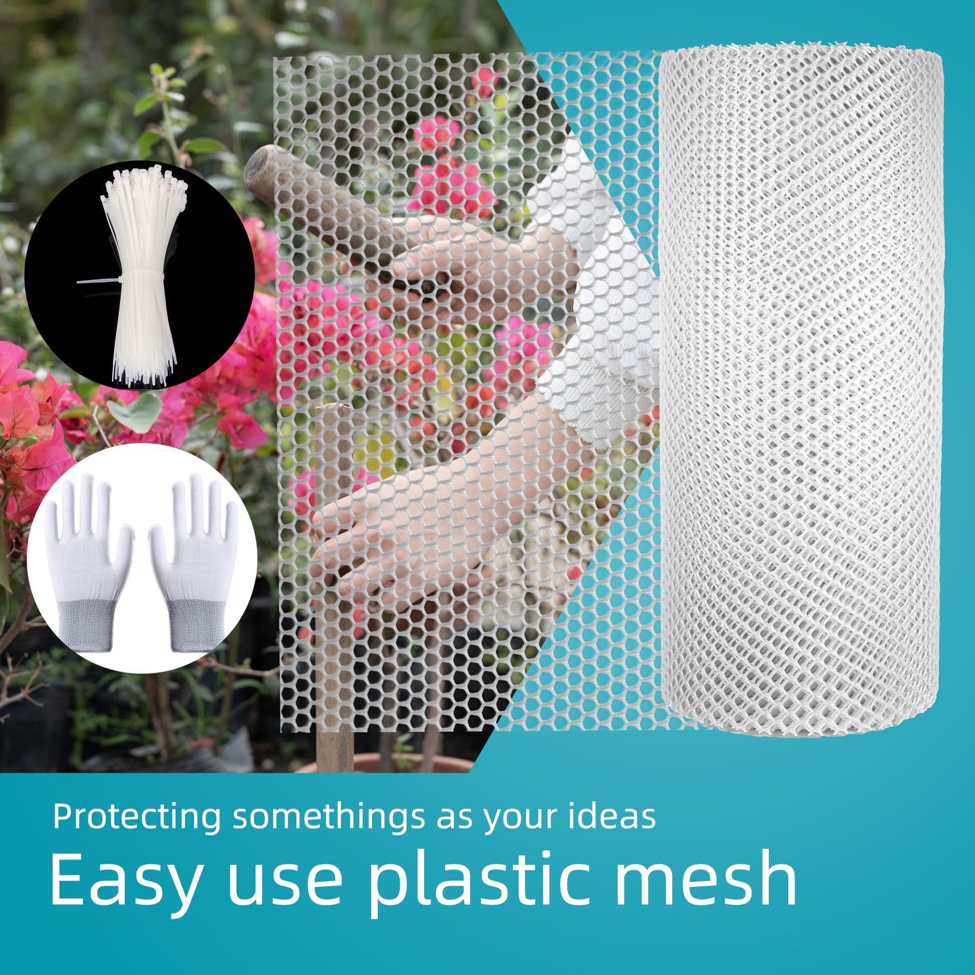 ESSFF Pet and Garden Safeguard white netting close-up showing durable weave