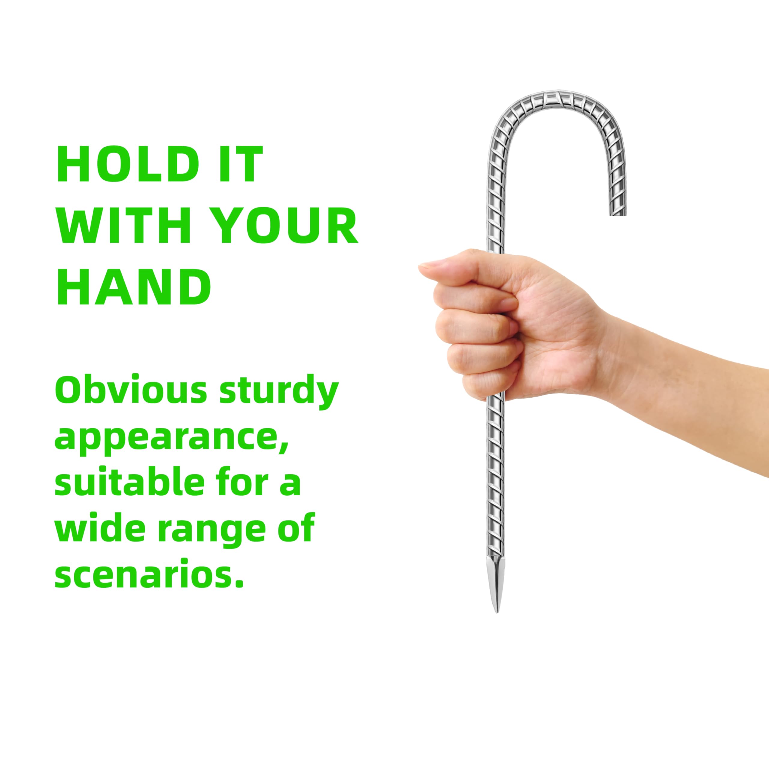 ESSFF anti-rust stake ideal for securing trampolines and landscape fabric.