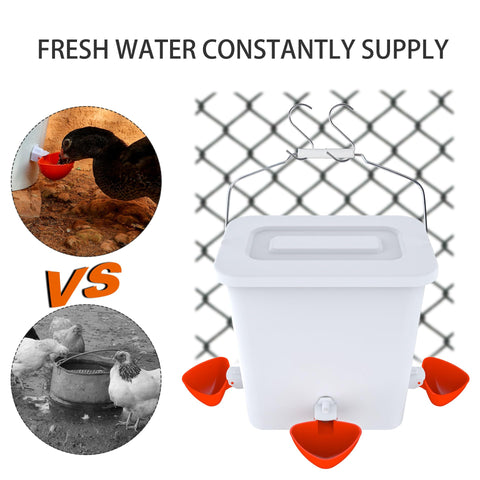 Essilnn three chicken cups waterer for convenient hydration