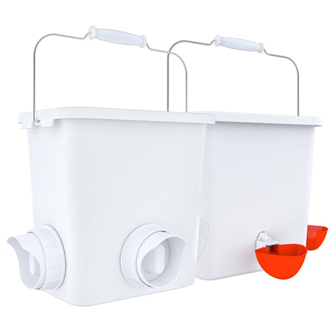 Essilnn large automatic chicken feeder set hanging on coop to keep feed dry
