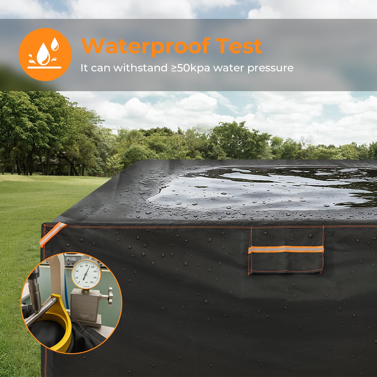 ESSORT cover side view with ventilation panel reduces condensation under furniture.