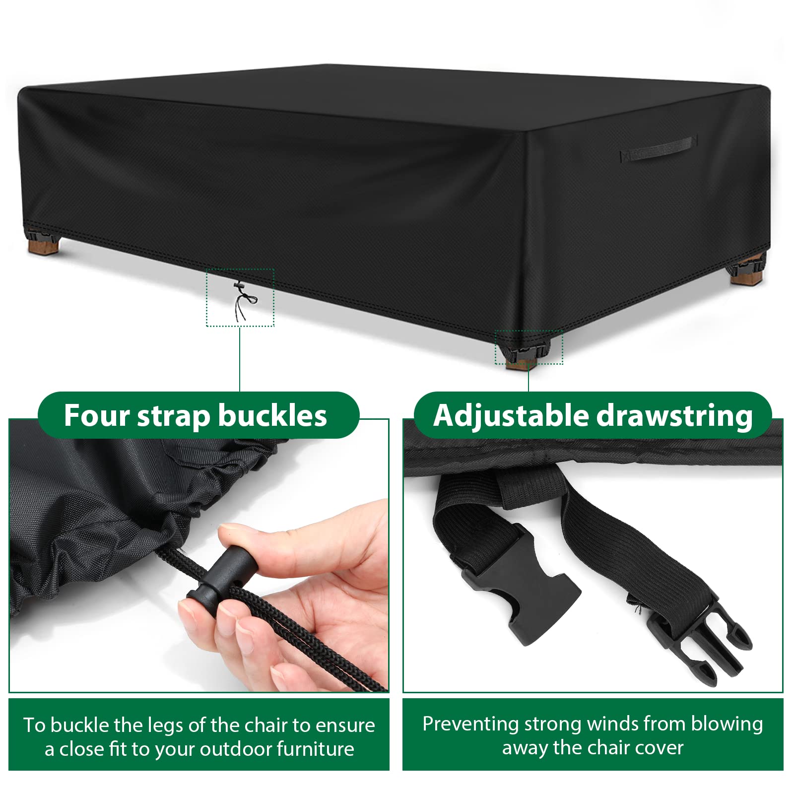 ESSORT extra-large cover demonstrates edge-to-edge coverage on a large dining set