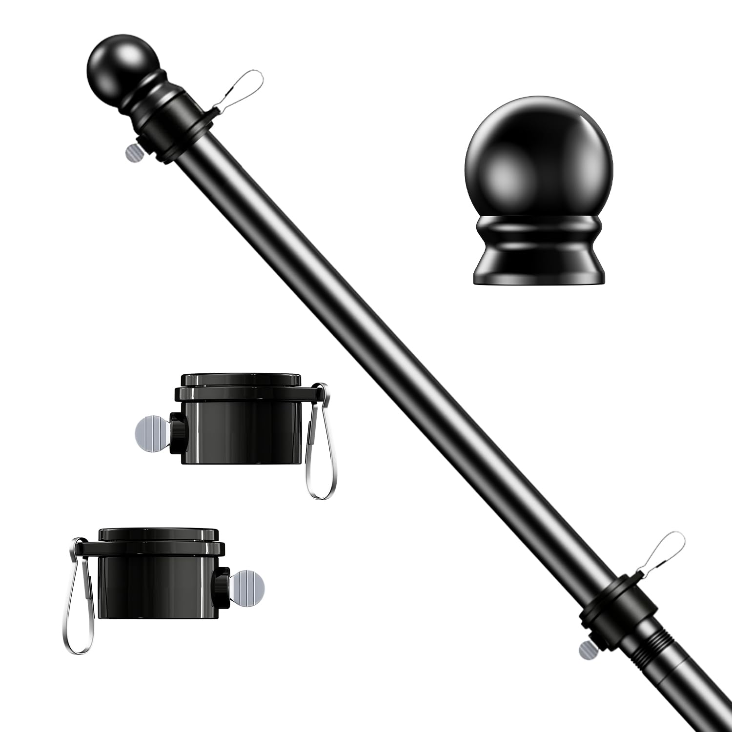 ESTTOP 5ft flag pole assembly showing easy setup for home or garden.