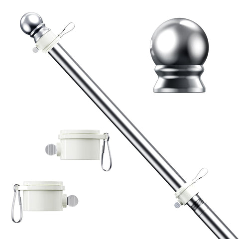 ESTTOP 5 ft flag pole assembly showing four sections for easy setup.