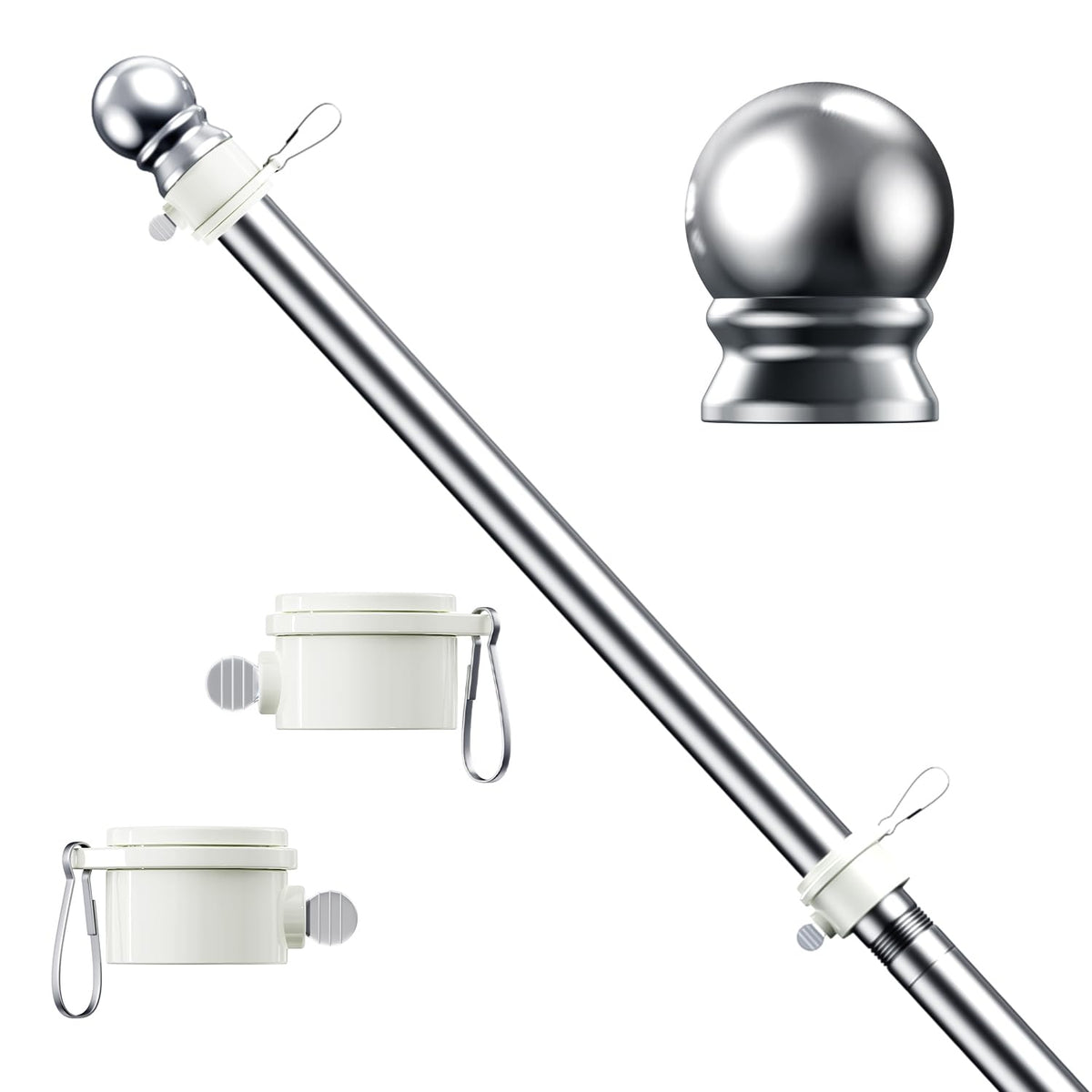 ESTTOP 6 ft flag pole assembly for versatile outdoor flag displays.
