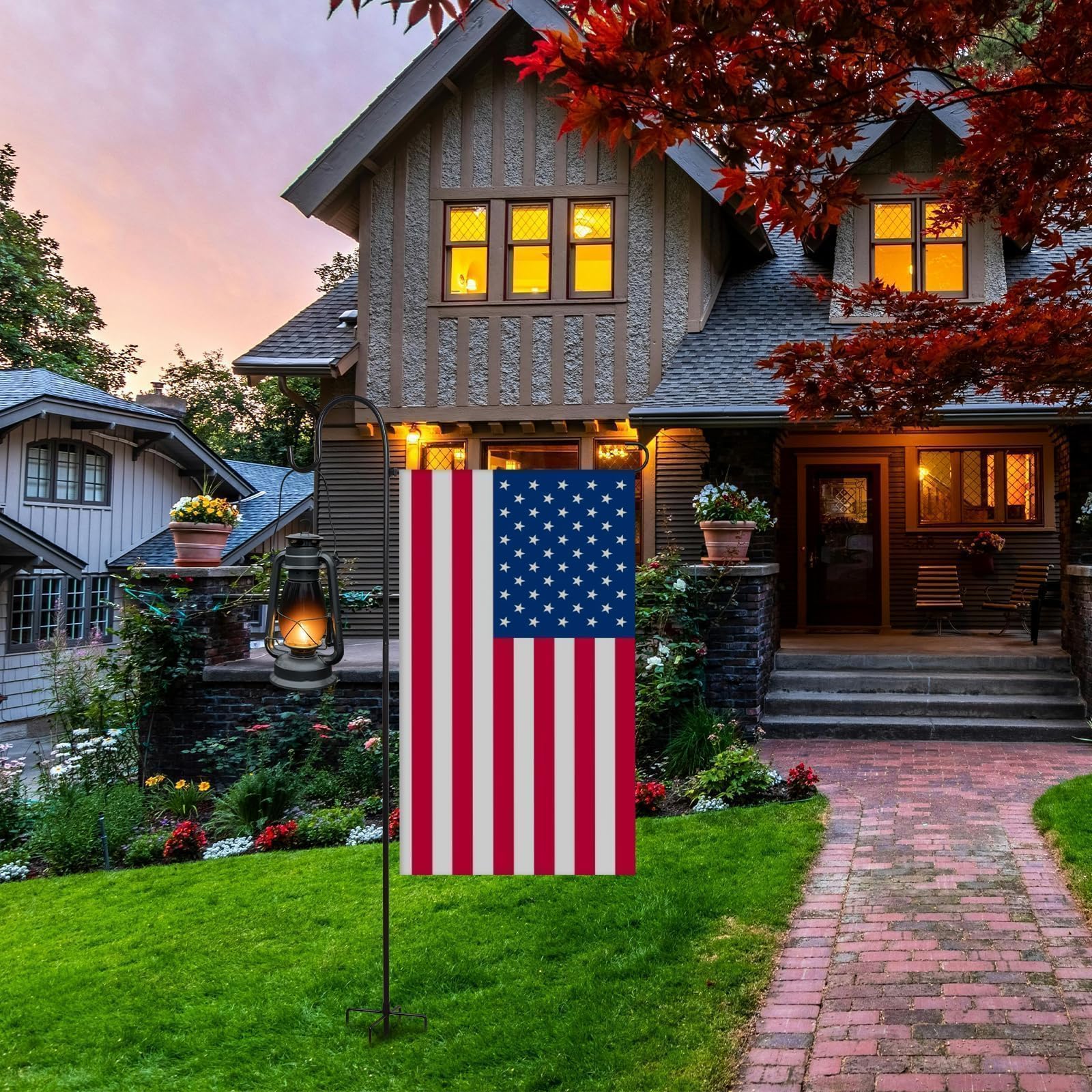 ESTTOP flag stand supports up to 15lb hanging baskets with confidence.