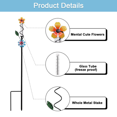 ESTTOP Flower Rain Gauge in garden setup for precise rainfall measurement