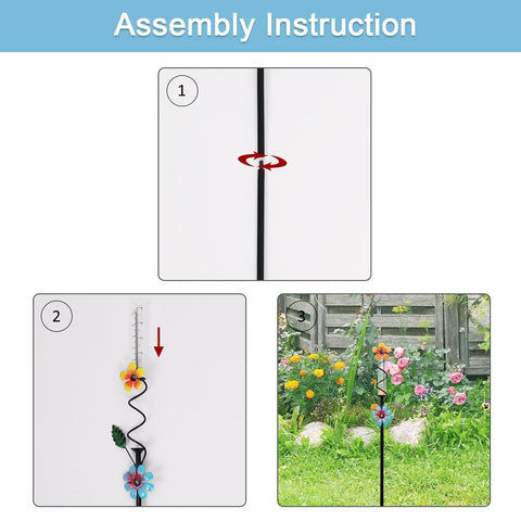 ESTTOP Flower Rain Gauge reading with clear dials for rainfall tracking