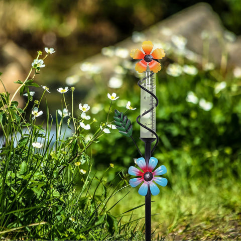 ESTTOP Flower Rain Gauge freeze-proof stake assembly for outdoor use