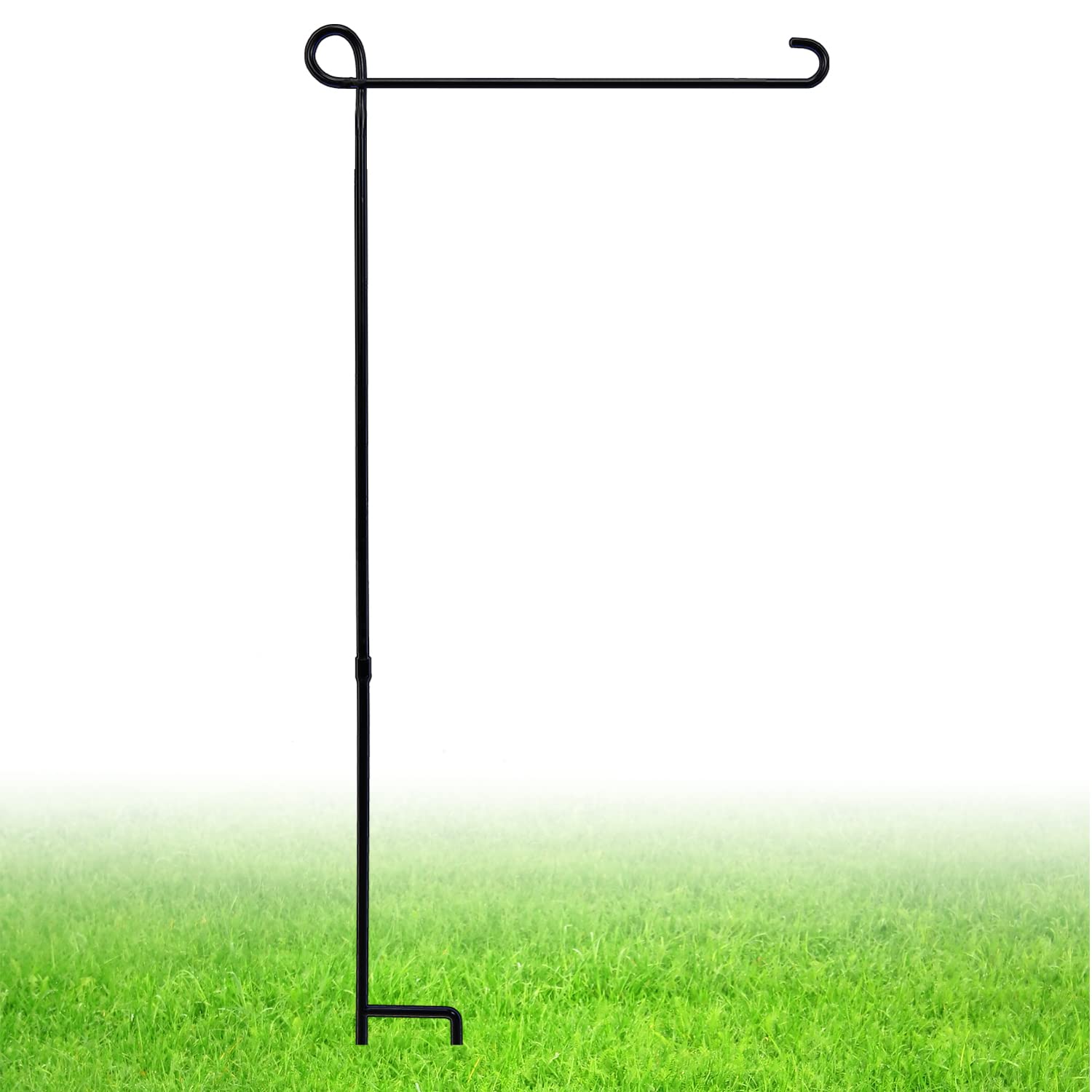 ESTTOP garden flag stand with a thickened pole provides durable support for flags in windy weather.
