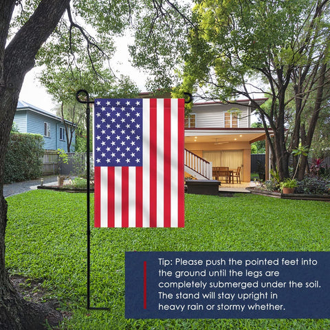 ESTTOP garden flag stand fits flags up to 12.5 inches wide for versatile use.