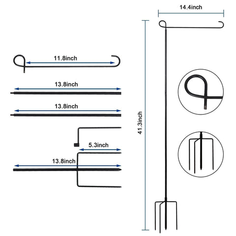 ESTTOP height measurement graphic highlighting 41.3-inch overall height for flags