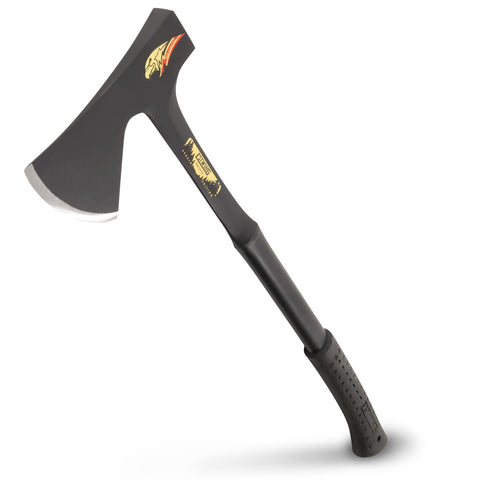 Estwing Camper's Axe E45ASE with polished head and 26-inch length for precise chopping.