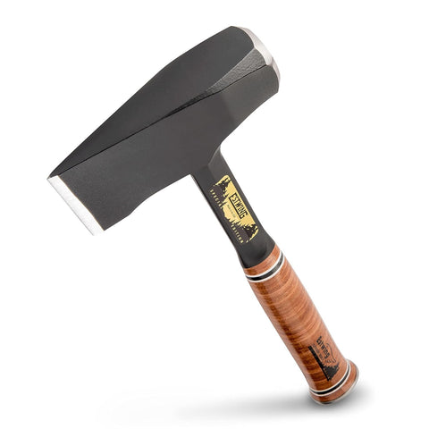 Estwing Fireside Friend axe with 14-inch head and leather grip for smooth splitting.