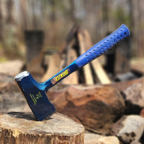Estwing Fireside Friend Axe with ballistic nylon sheath protecting the edge