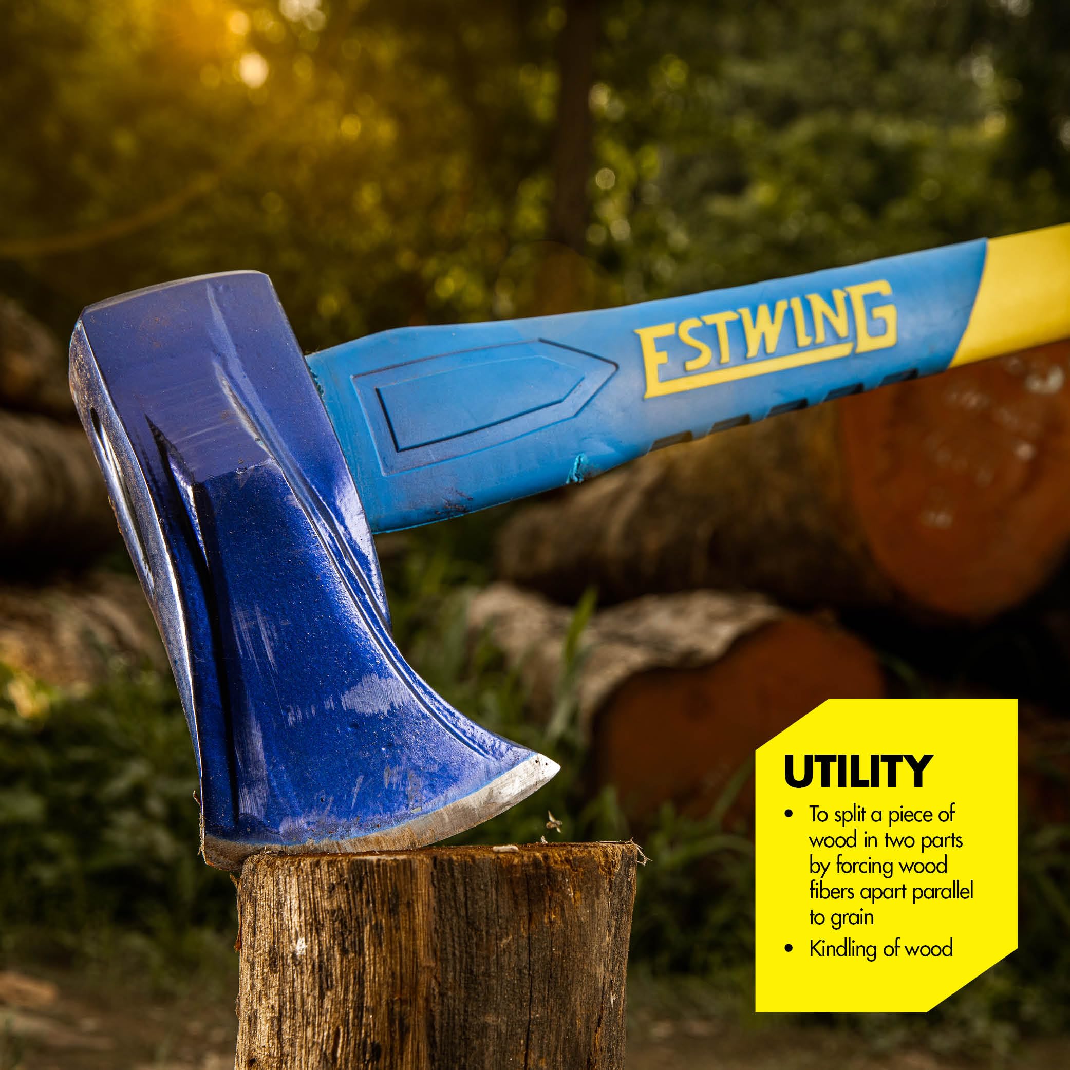Estwing forged head hardened to 50–55 HRC for durability.
