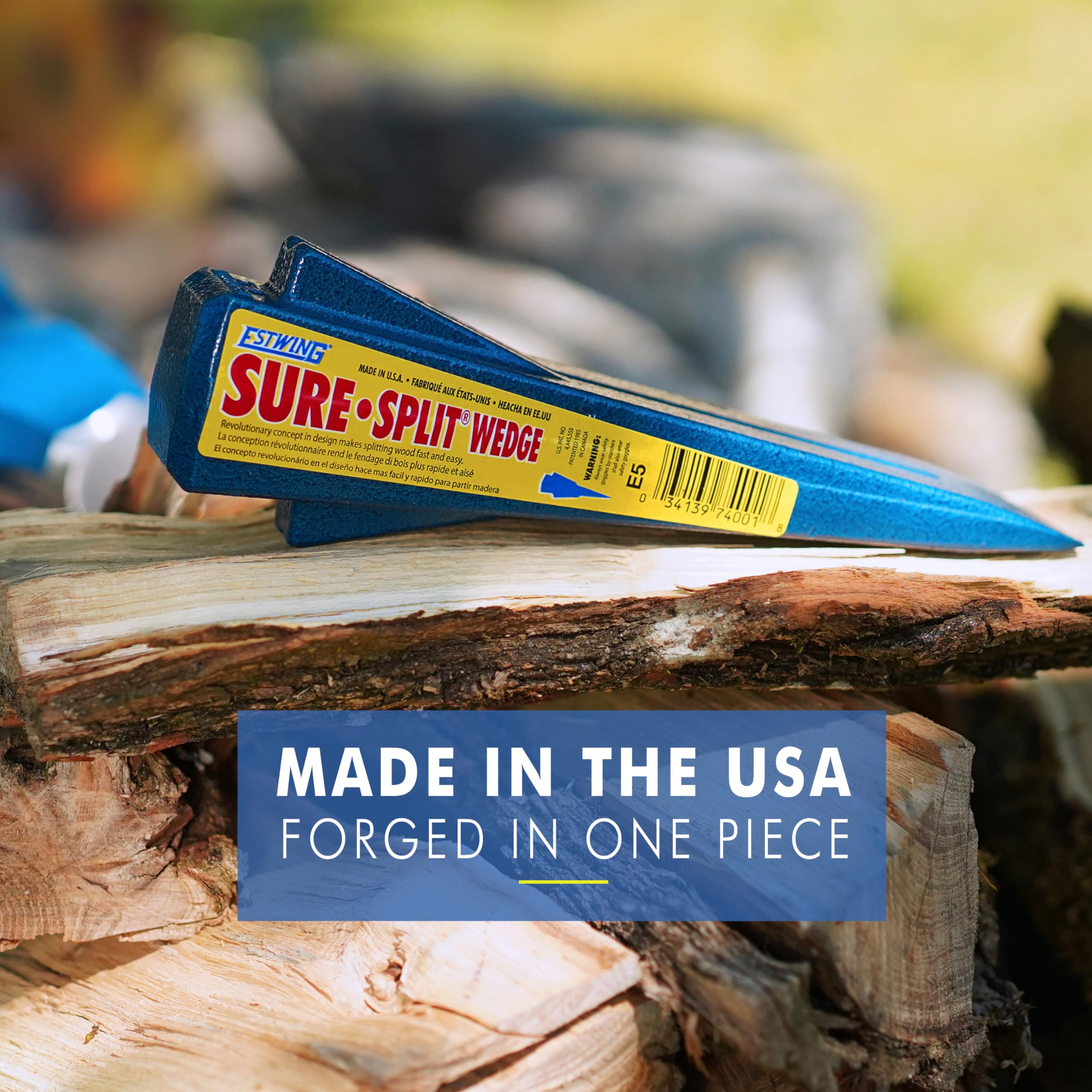 Hand sharpened base edge on Estwing Sure Split Wedge ensures true driving contact.