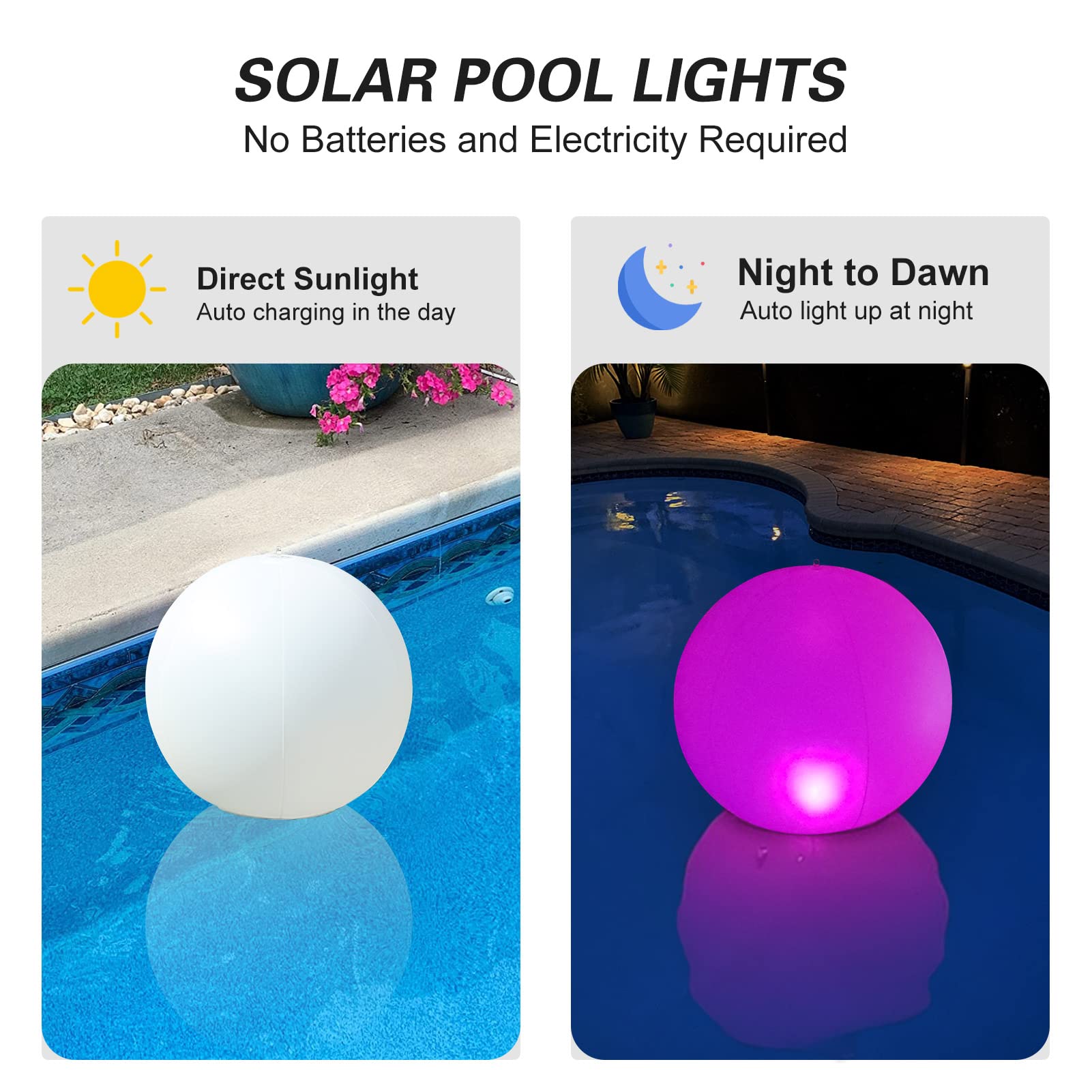Esuper solar powered pool lights color-changing glow for evening parties
