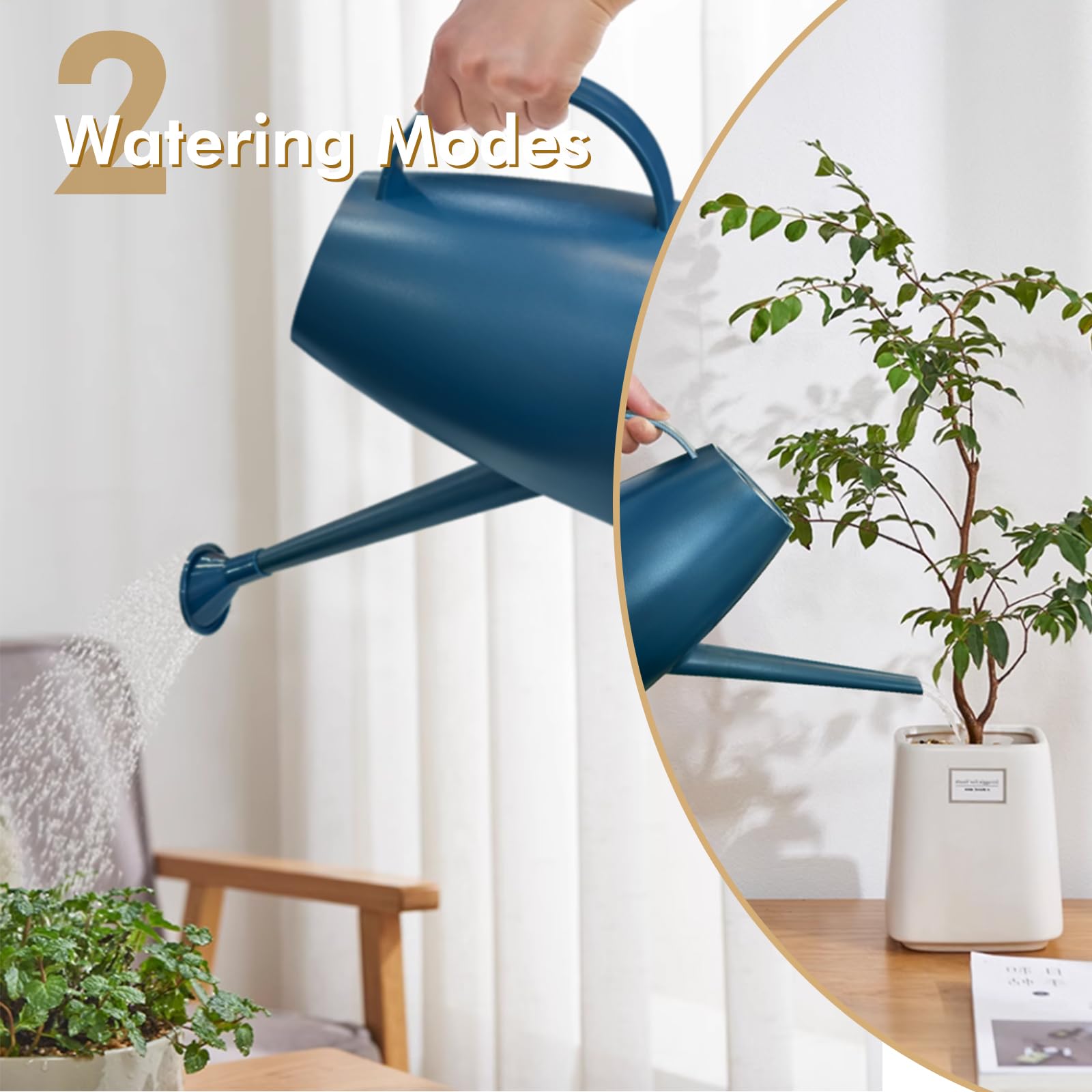 Etarewilt watering can with removable sprinkler for delicate watering.