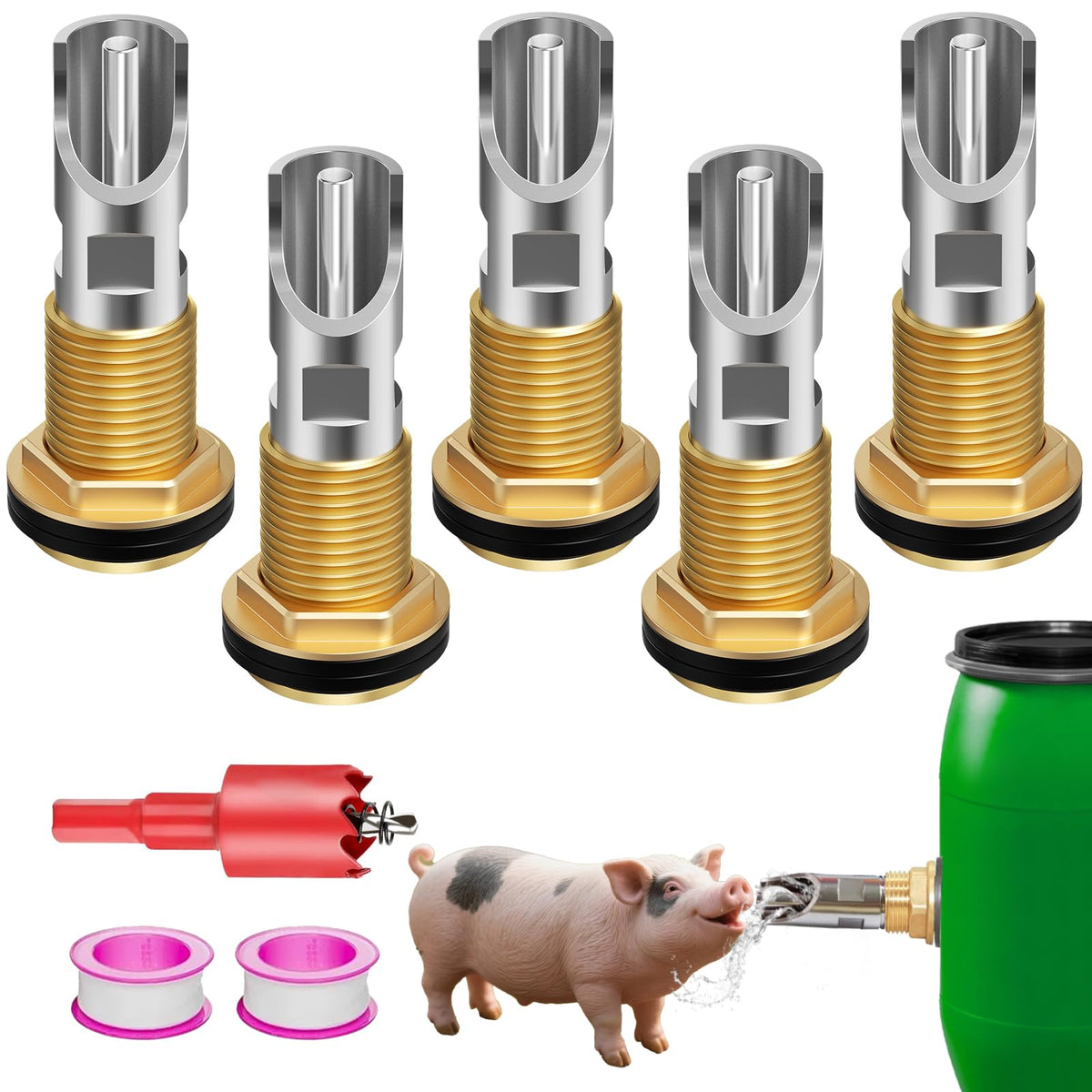 ETCYAOXIN pig water nipple for barrel kit enables precise drinking for pigs
