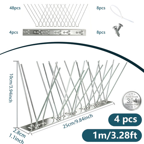 Etermeish bird spikes deter woodpeckers on ledges with a humane, unobtrusive design.