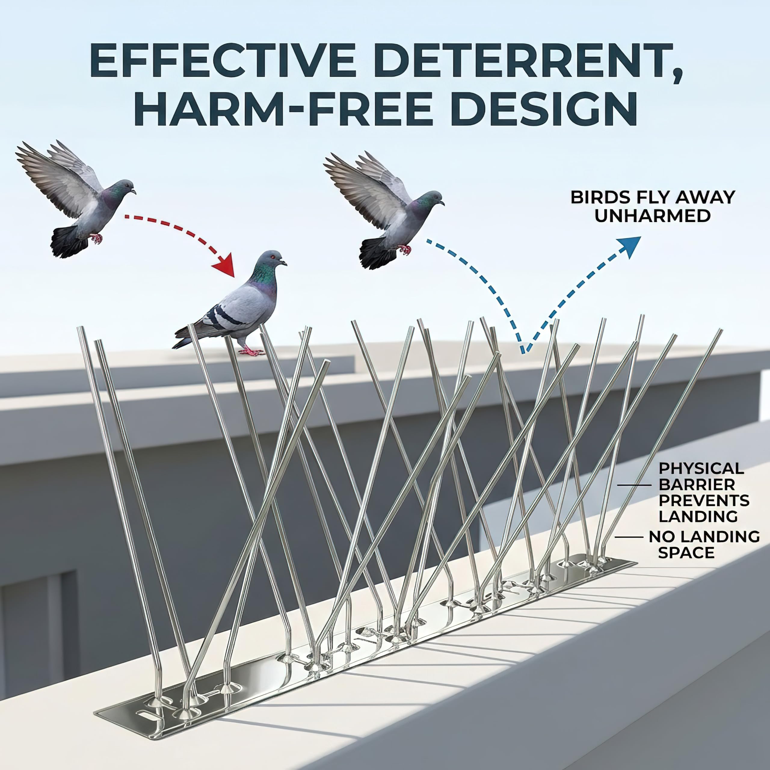 Etermeish weatherproof fence spikes install along roofs, rails, and patios for versatile use.