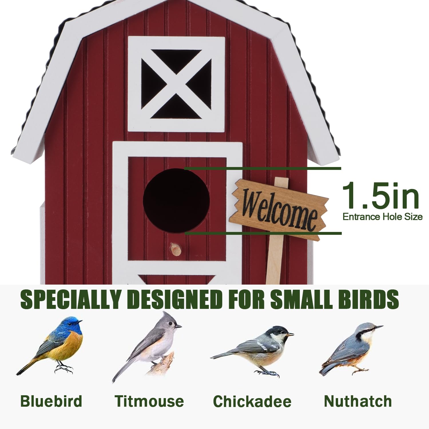 Eternhome red wooden nesting box: sturdy natural wood shelter for nesting birds.