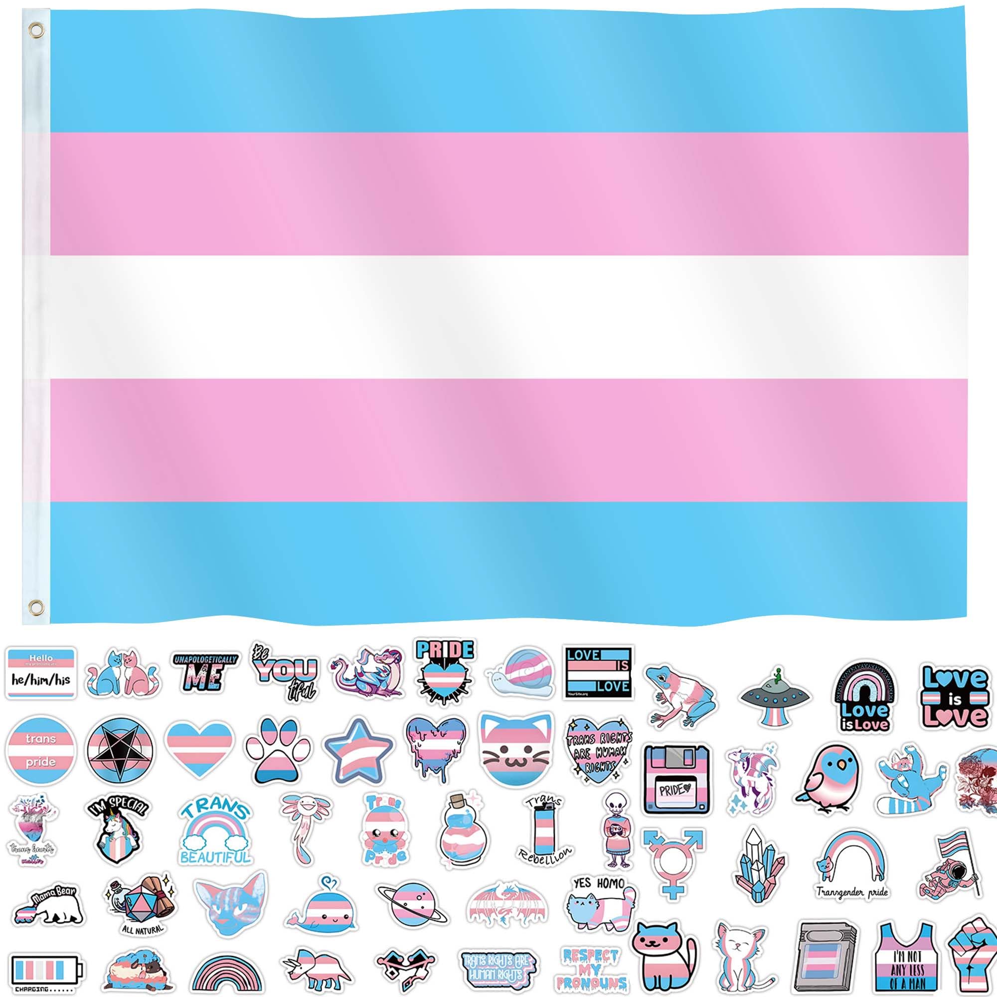 ETHOON Trans Pride Flag 3x5ft fluttering outdoors for parades and events.