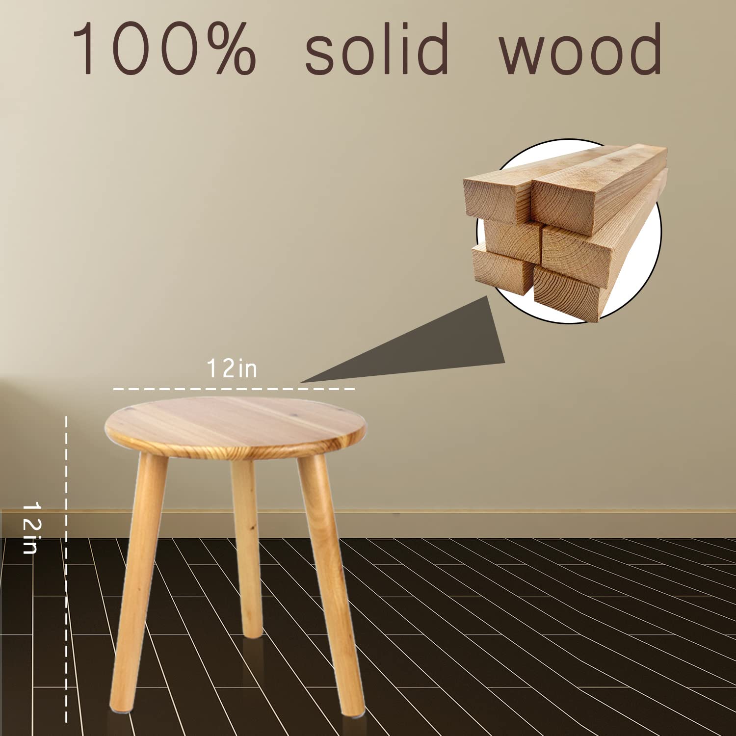 Ethuh round wood stand supports lightweight and mid-weight pots with stability.