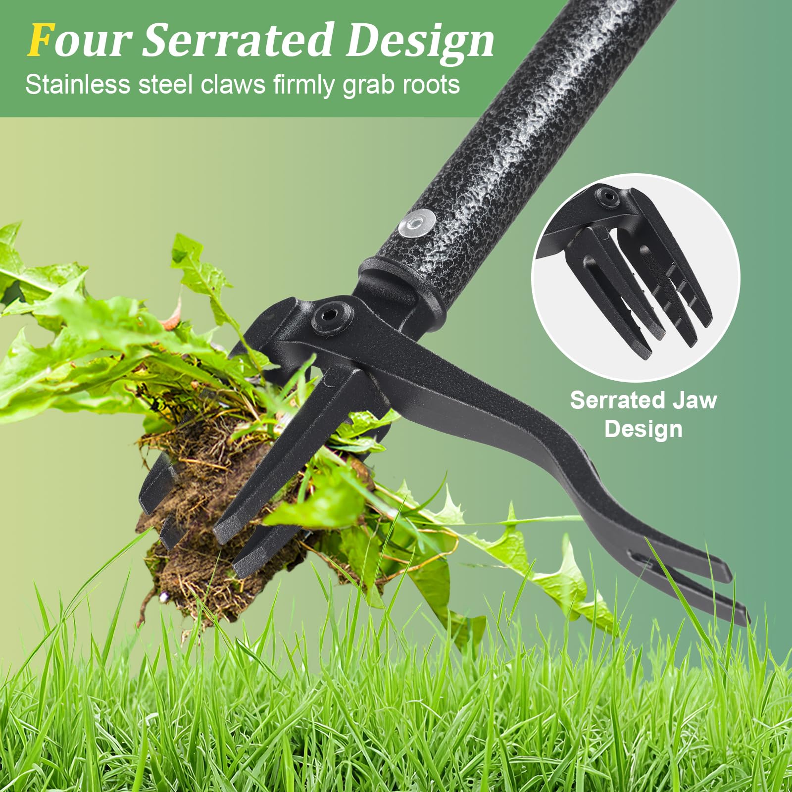 ETICSIPA 4-claw metal head grips weeds firmly for clean root extraction