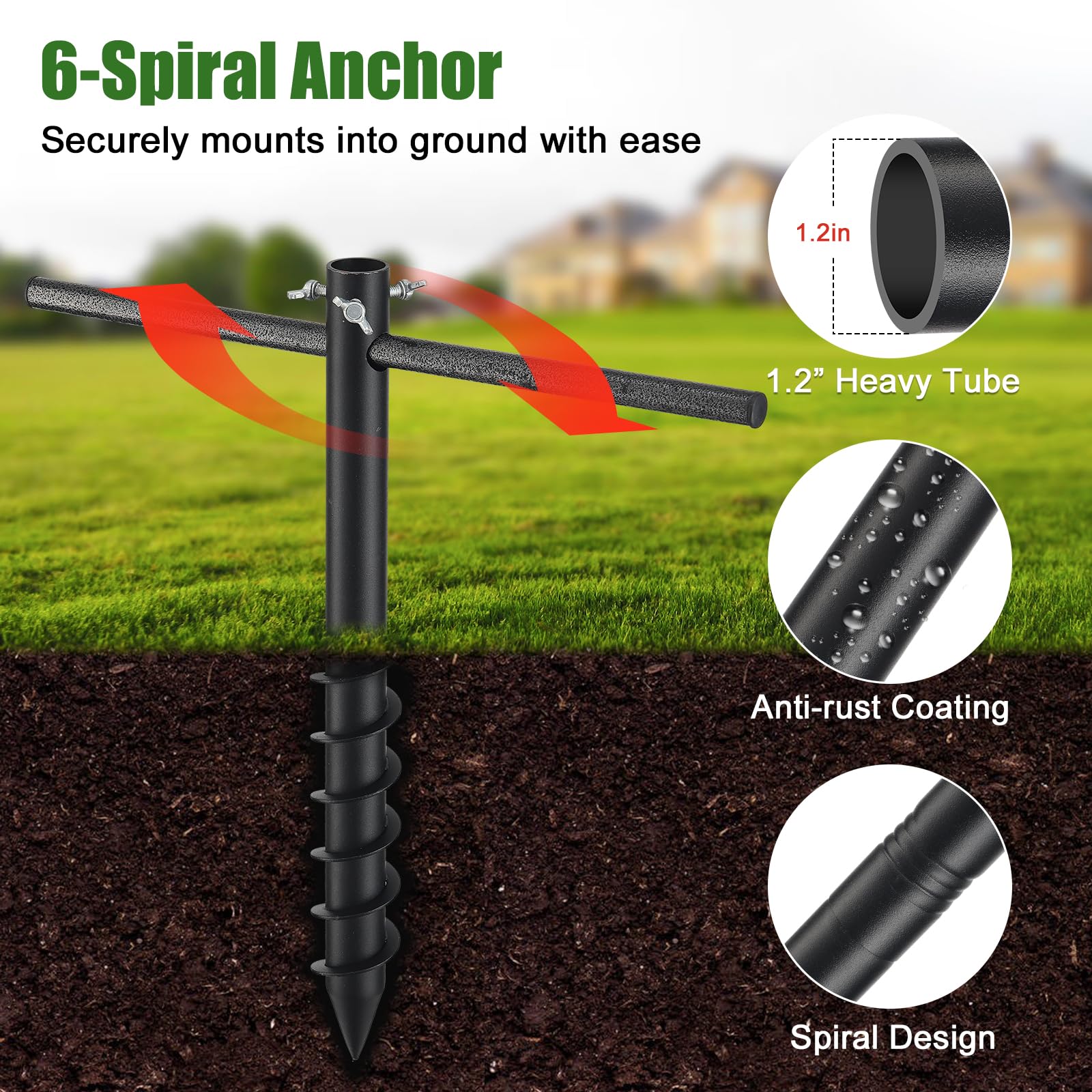 ETICSIPA ground spike depth aids secure anchoring in outdoor soil
